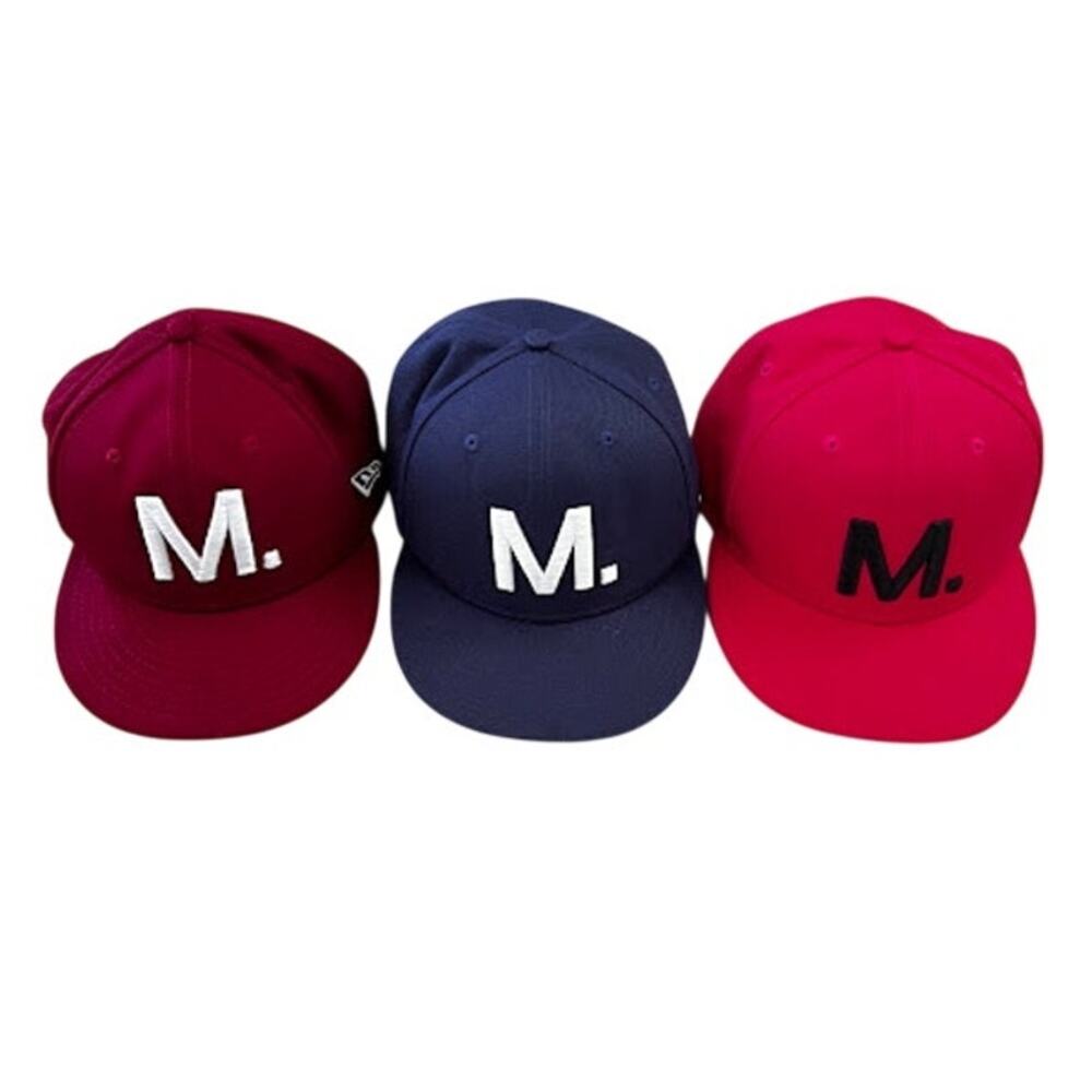 Municipal Lot of 3 Snapback Cap Adjustable Flat Brim Hats Navy Red Pink